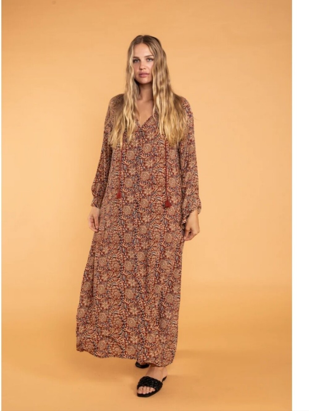 Anthropologie Rust Floral Boho Maxi Dress Anaka  Maxi Dress Size M